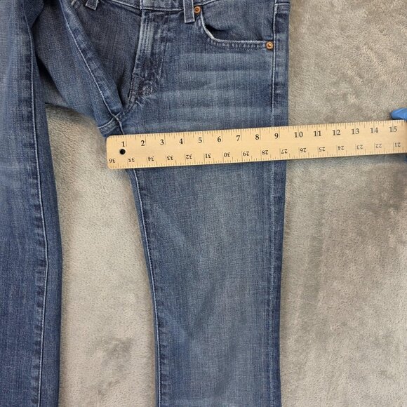 7 For All Mankind Jeans Womens 27 Blue Bootcut Stretch Denim Mid Rise Classic - Picture 9 of 14